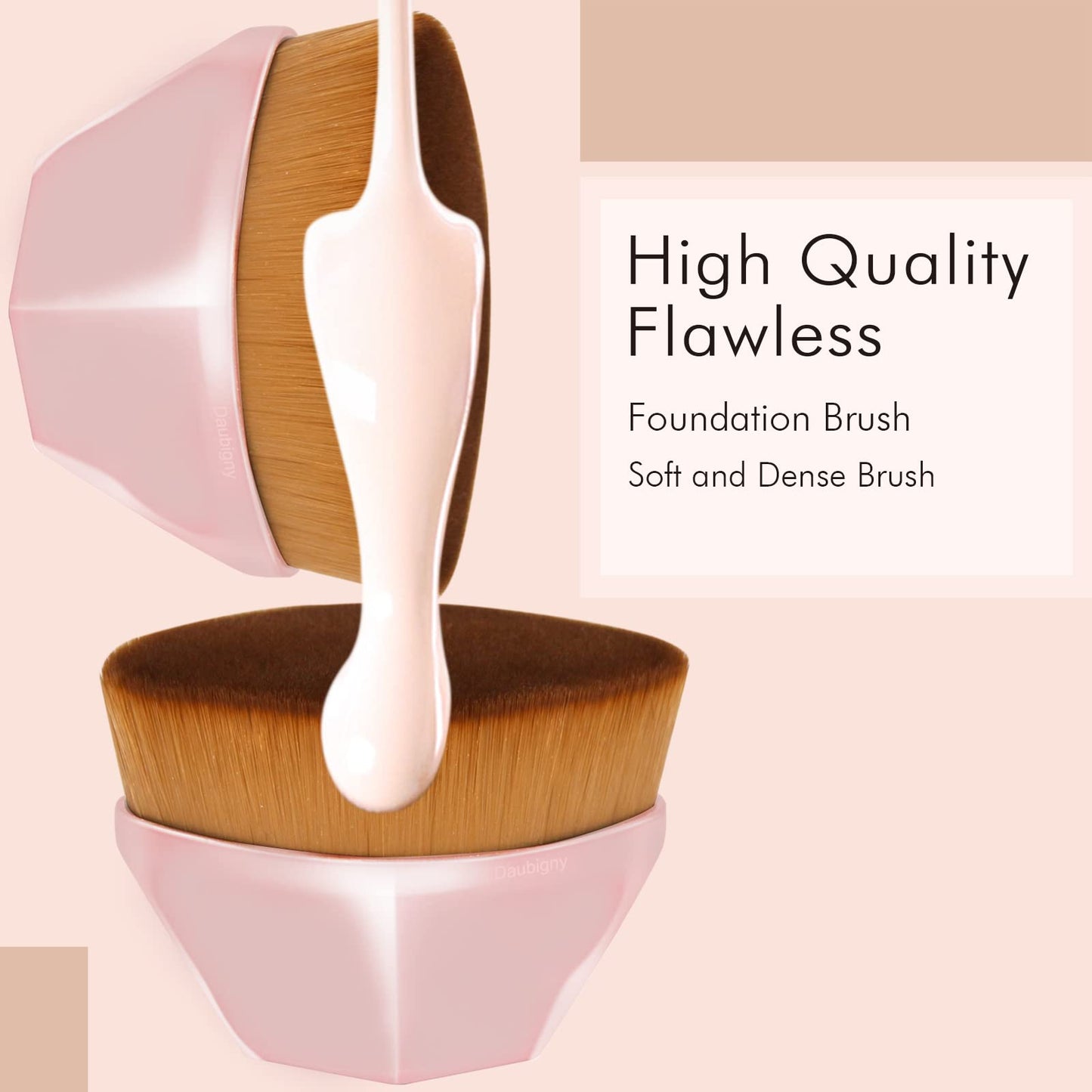 Daubigny Foundation Makeup Brush Flat Top Kabuki Hexagon Face Blush Liquid Powder Foundation Brush for Blending Liquid, Cream or Flawless Powder