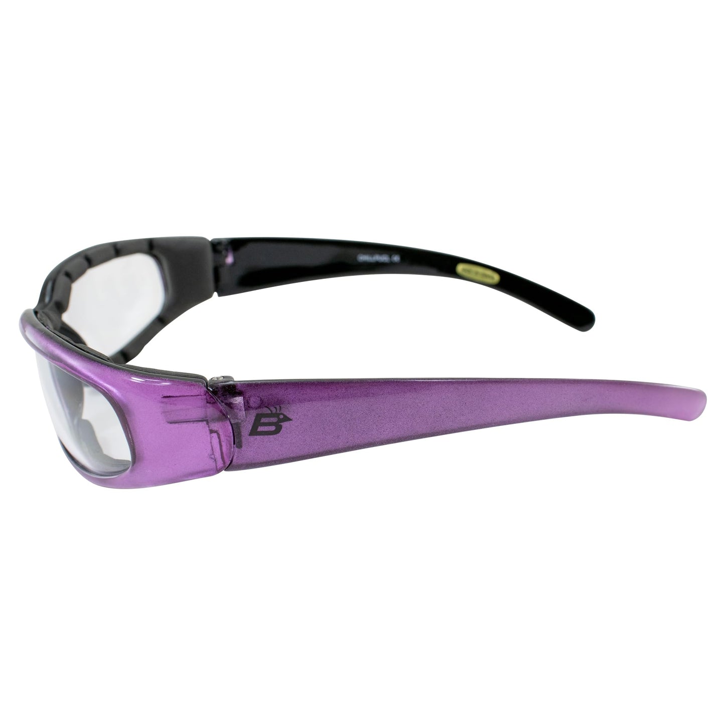 Birdz Eyewear Chill Women's Motorcycle Sunglasses Padded Purple Frame with Clear Lenses