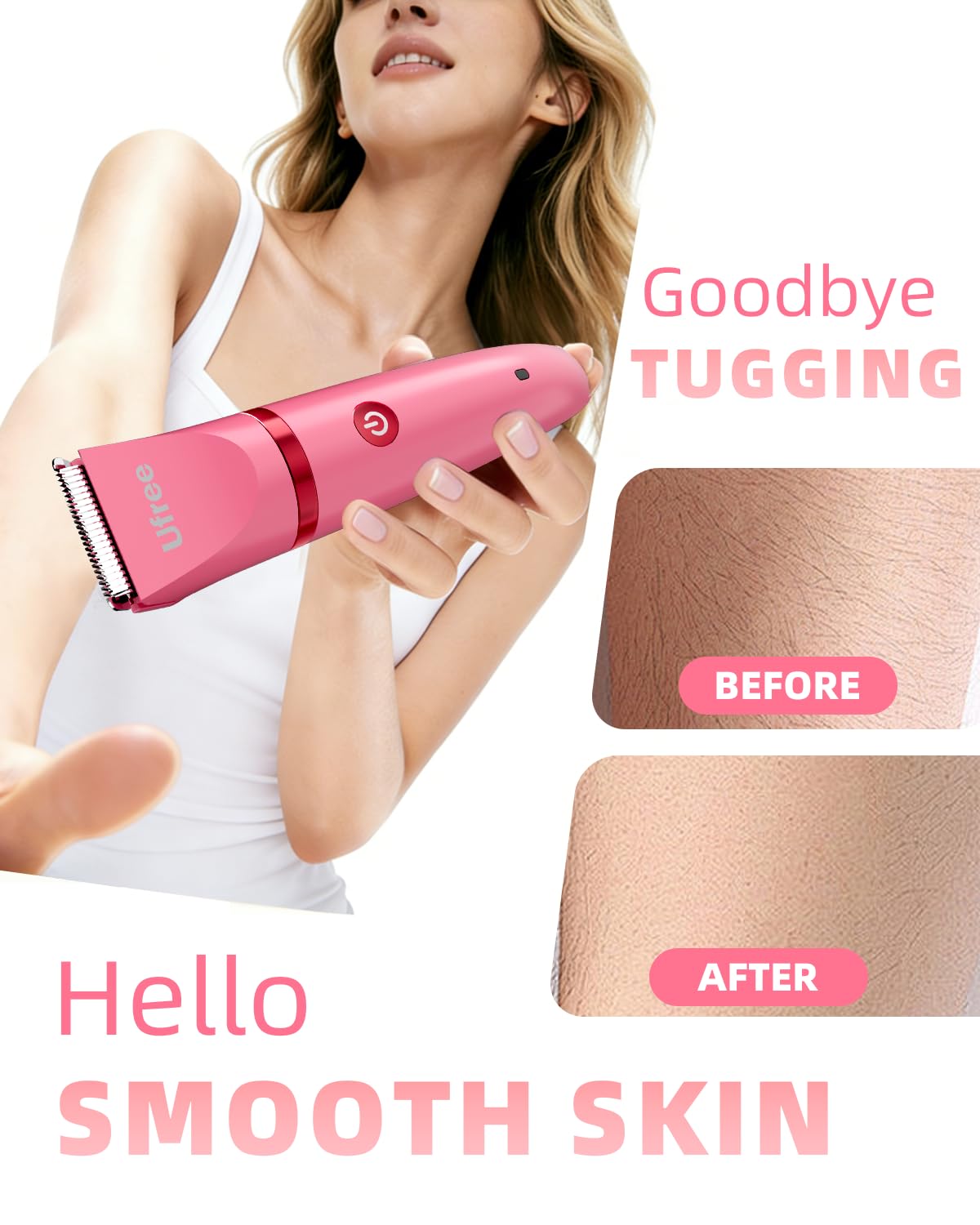 Ufree Bikini Trimmer Electric Razors for Women, Ceramic Blade Body Hair Trimmer, IPX7 Waterproof Rechargeable Lady Shaver, Personal Groomer for Legs Beauty and Personal Care Ufree