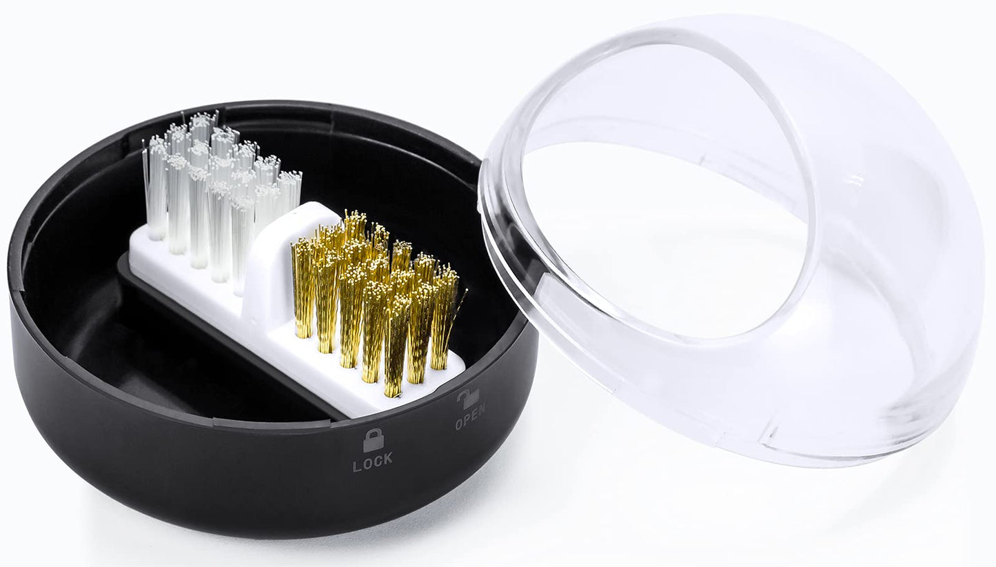 HiANNE Nail Art Cleaner Tool Case with Steel Wire Brush and Nylon Brush for Cleaning Carbide/Ceramic Nail Drill Bits, Anti-Splash Design, Removable