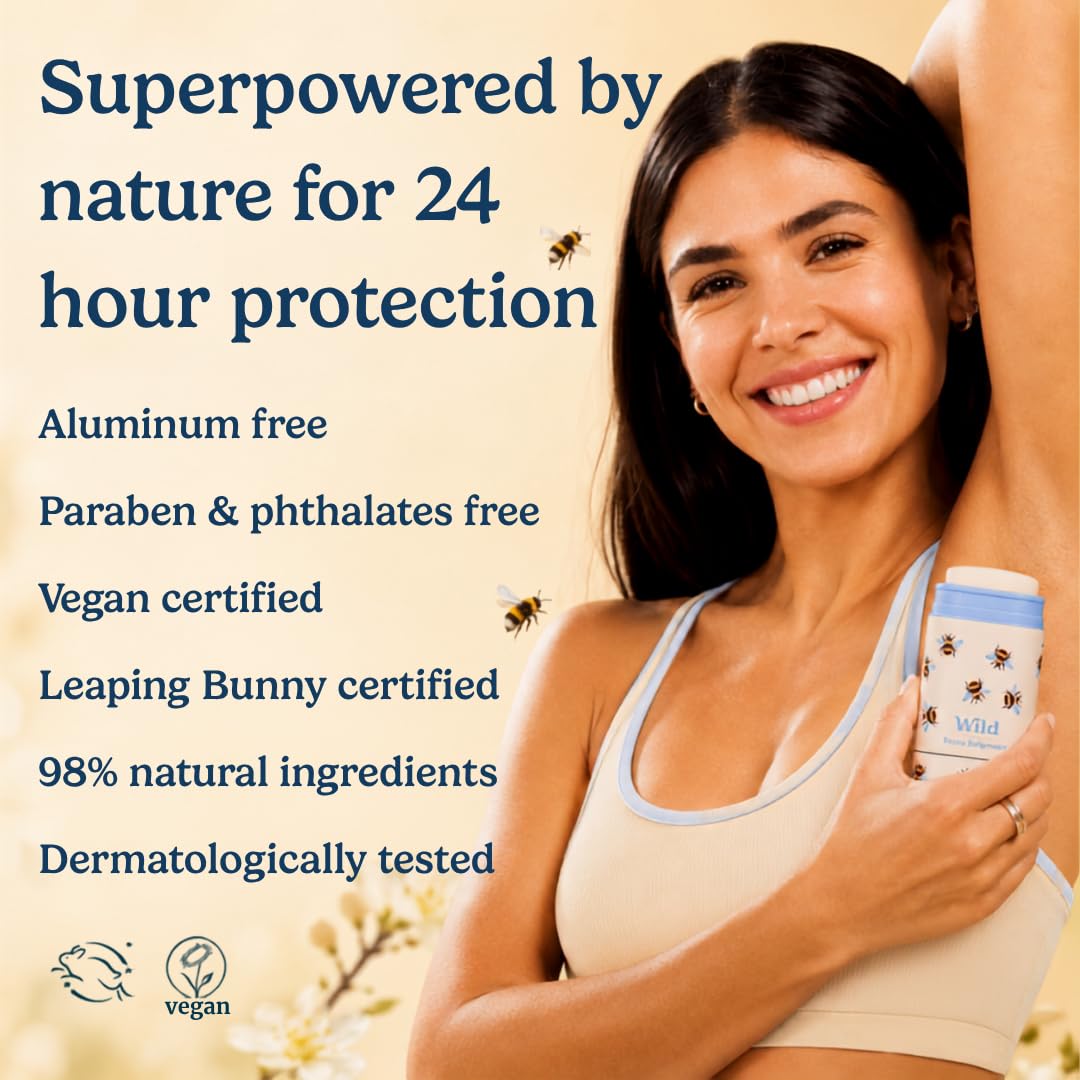 Wild Aluminum Free Natural Deodorant Ultimate Starter Kit - Bee Print Case - Natural Ingredients & 24 Hour Odor Protection - Women's - Variety Beauty and Personal Care Wild