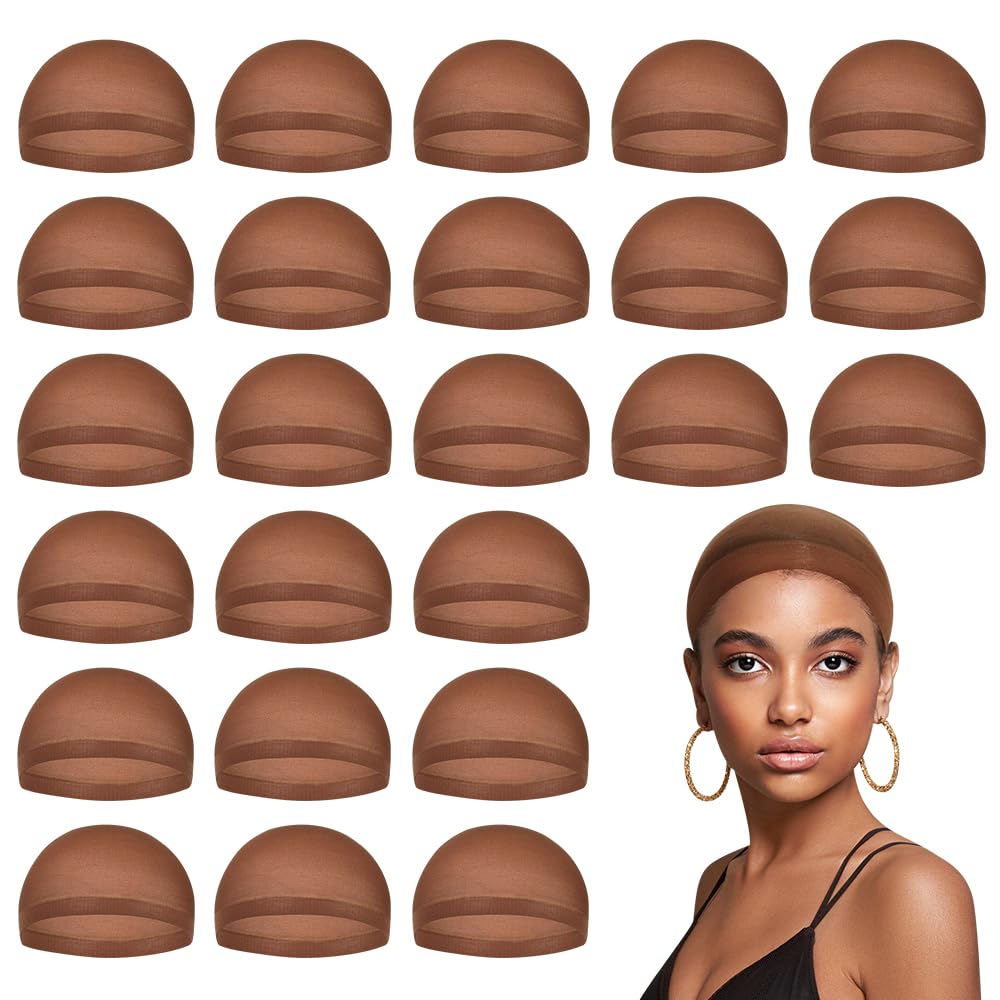 MYKURS Dark Brown Wig Caps for Women, Stocking Cap for Lace Front Wig, Brown Wig Cap for Chocolate Skin Tone, 24 PCS Beauty and Personal Care MYKURS Default Title