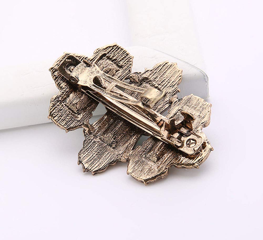 2PCS Women Lady Handmade Natural Crystal Hair Barrettes Metal Hair Pins French Styles Hair Barrettes Hair Clips Hair Accessory (Black)