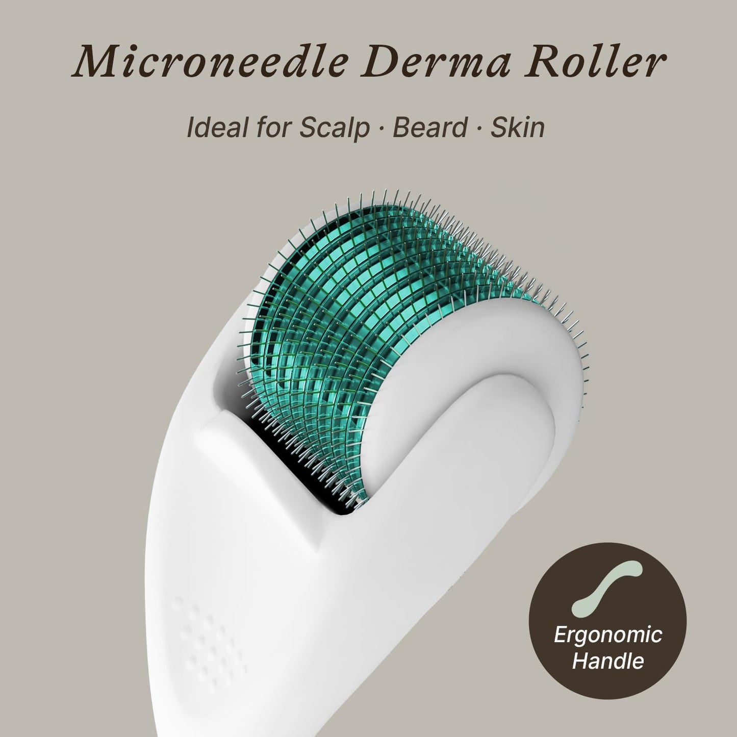 Derma Roller for Scalp, Beard & Face - Microneedling Roller with 540 Titanium 0.25mm Micro Needles, Microneedle Tool for Hair, Skincare Tools