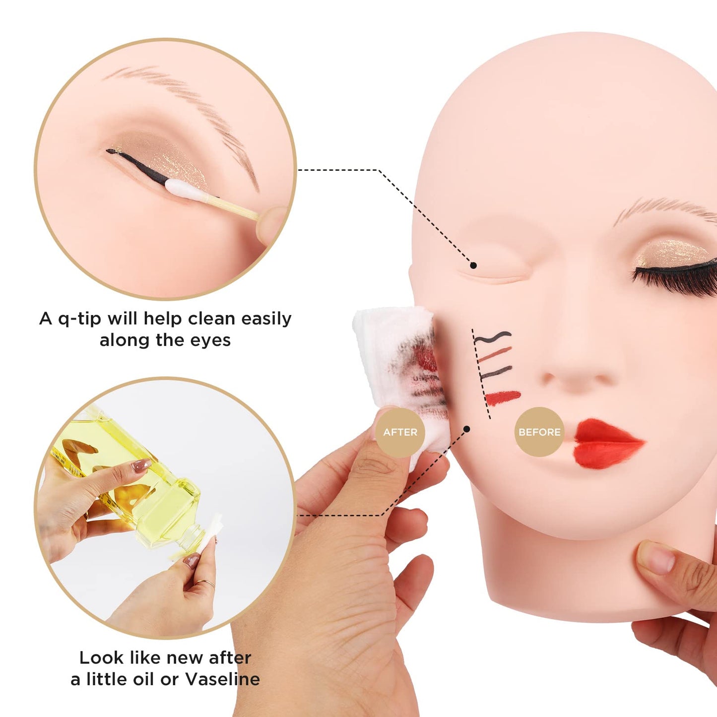 LASHVIEW Lash Mannequin Head, Practice Training Head for Make Up and Lash Extention,Cosmetology Face Head,Soft-Touch Rubber,Easy to Clean by Skincare