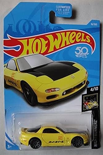 Hot Wheels 2018 50th Anniversary Nightburnerz Mazda RX-7 16/365, Yellow