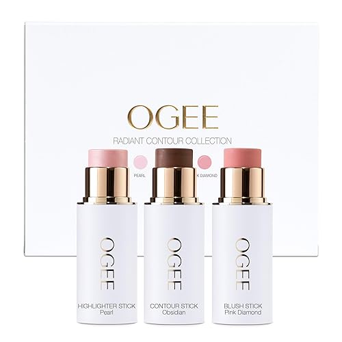 Ogee Face Stick Radiant Collection Trio - Contour Stick Makeup Collection - Certified Organic Contour Palette - Includes Bronzer Stick, Blush Stick