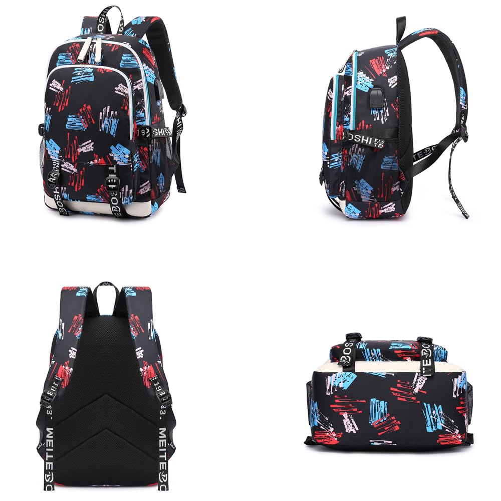 KARFRI Soccer Player 7 Multifunction Sport Backpack Travel Laptop Football Fans Bag for Men Women (Black lines - 1)