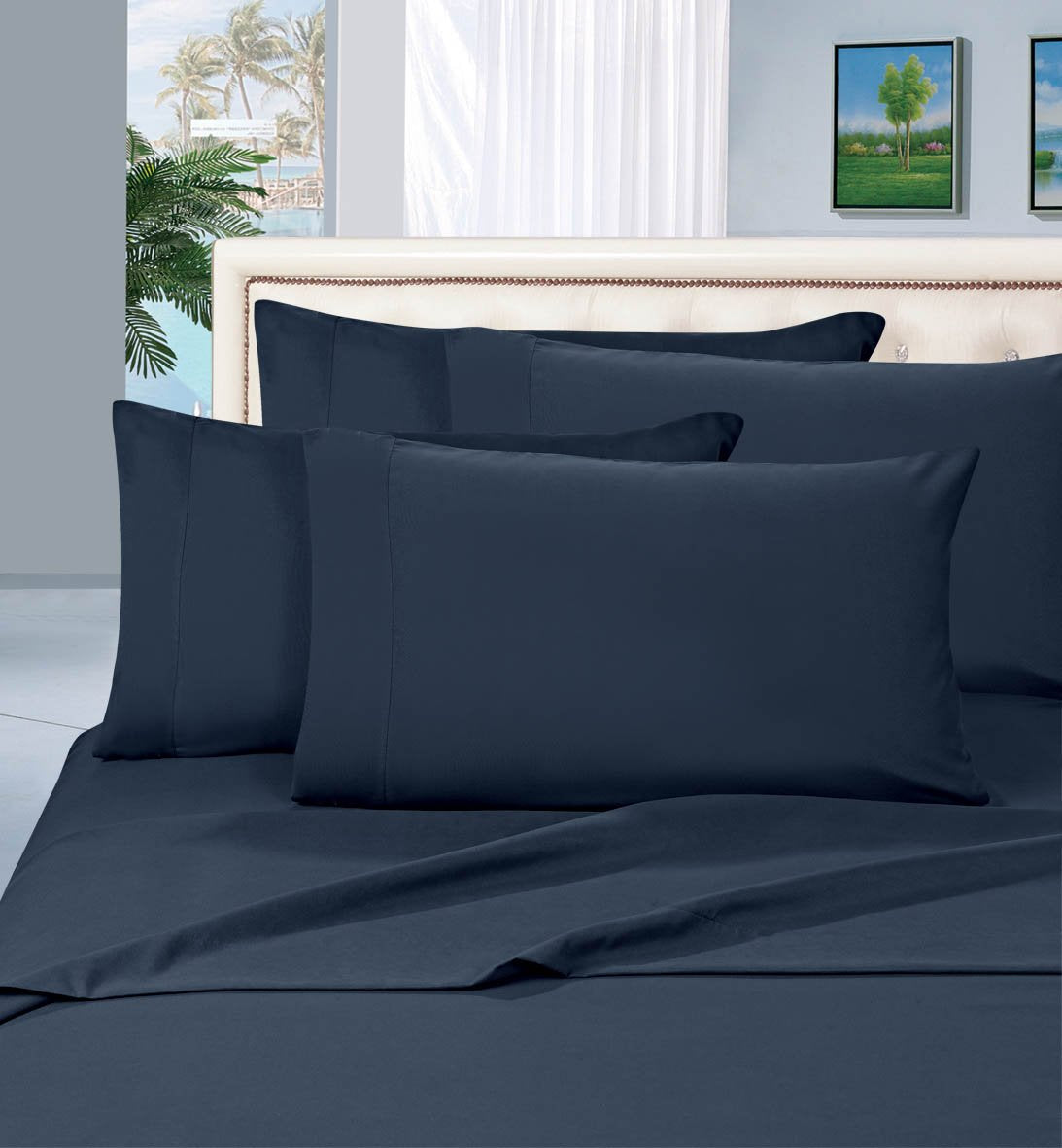 Elegance Linen 2pc Pillow Cases 90 GSM Microfiber - Available in Many Sizes and Many Colors,Full/Queen, Navy Blue