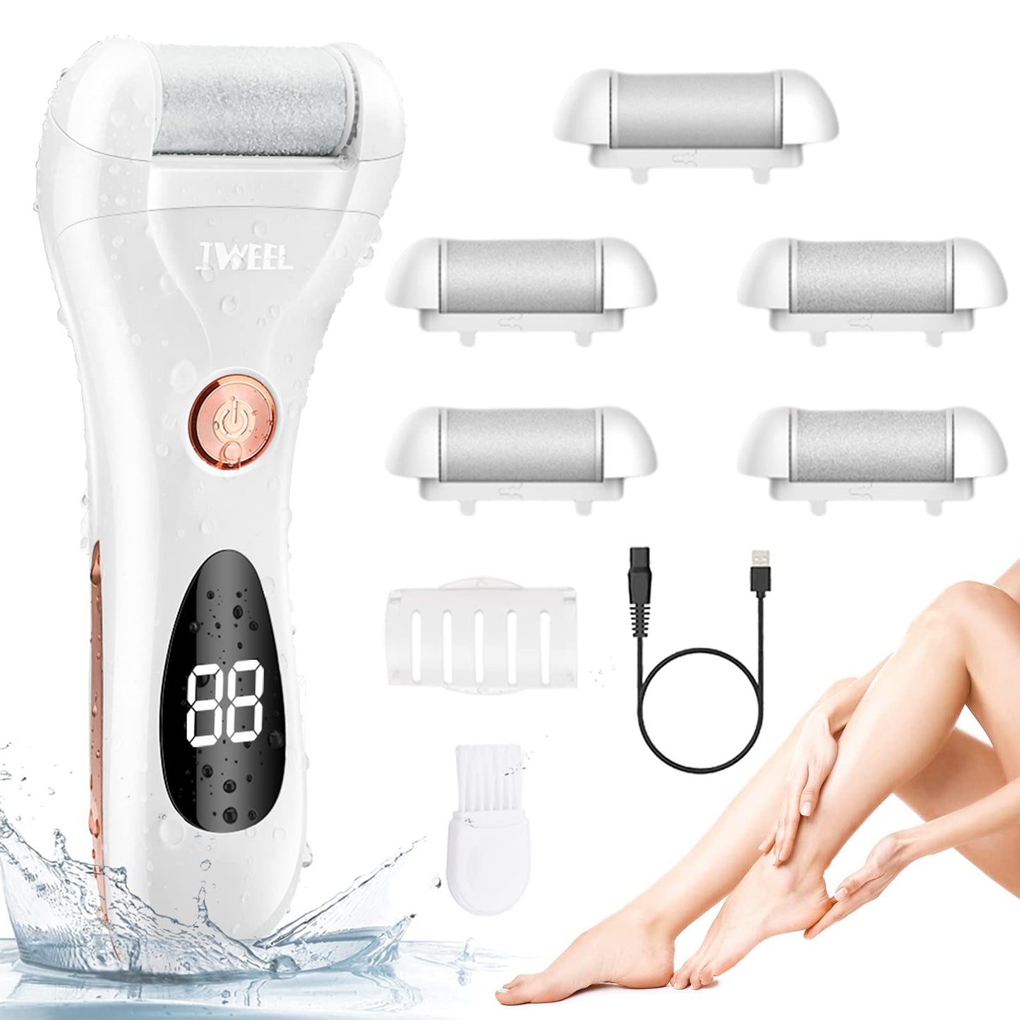 Rechargeable Electric Callus Remover Foot File – Waterproof Pedicure Tool for Cracked Heels, Dead Skin & Smooth, Soft Feet