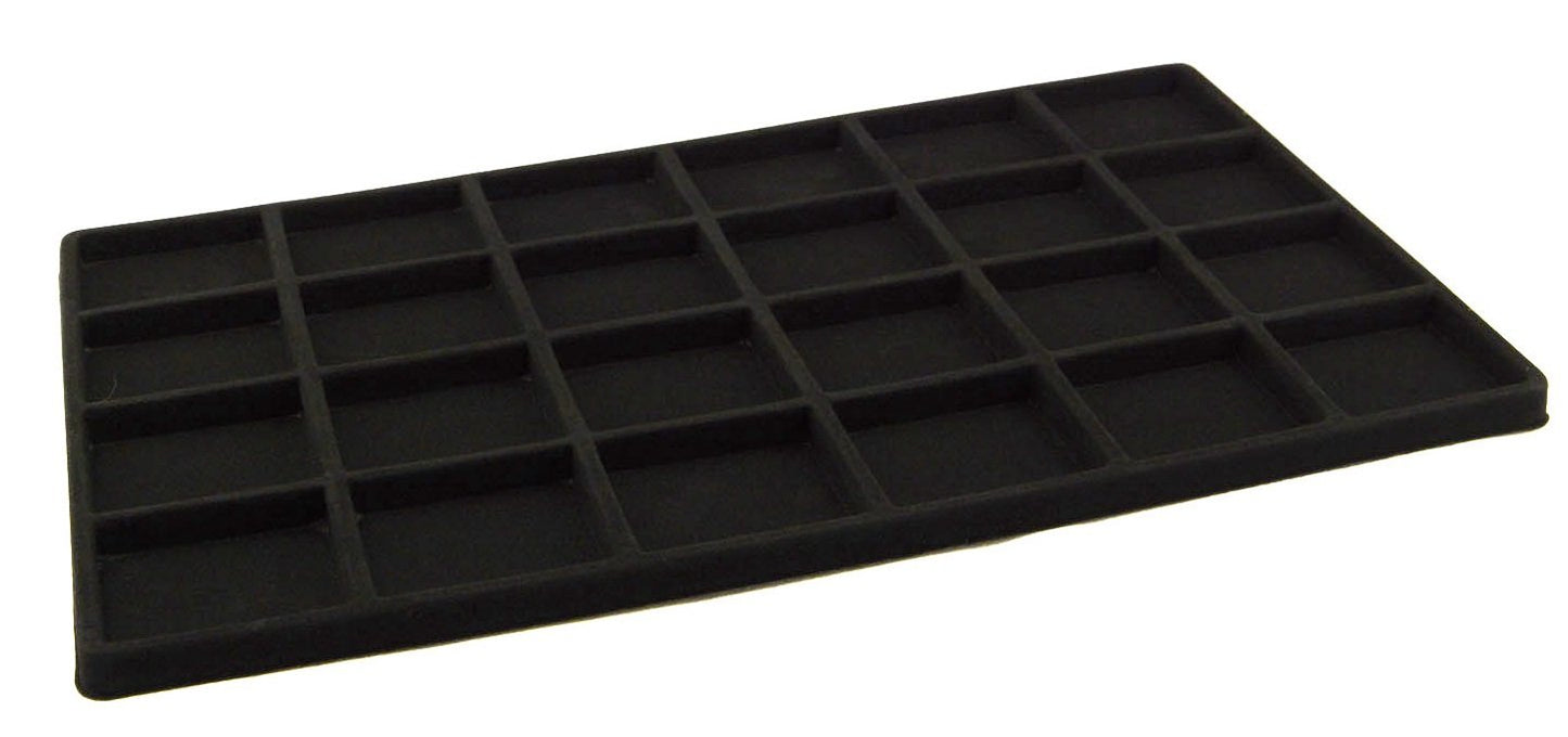 2 Black 24 Slot Pendant Jewelry Showcase Display Tray Inserts