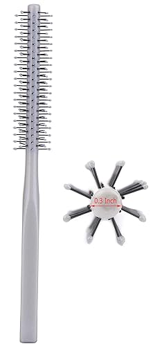 PERFEHAIR Small Mini Plastic Round Hair Styling Brush with Nylon Bristle for Short Hair Blow Drying, 1 Inch Diameter Barrel