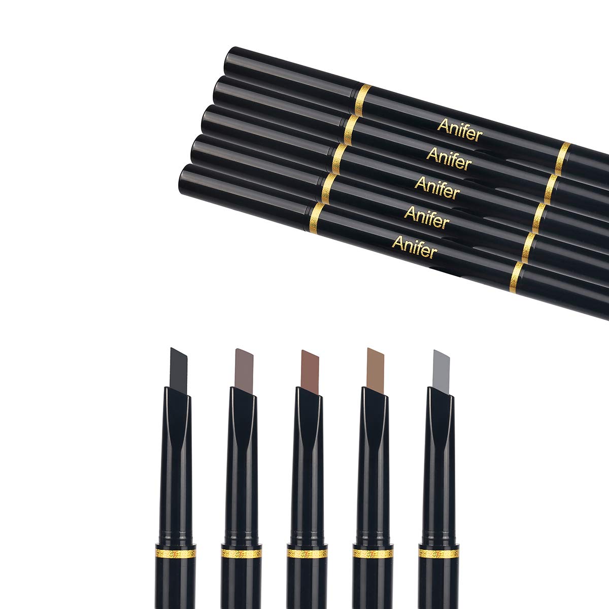 ANIFER Eyebrow Pencil Dark brown Waterproof Smooth Natural Cruelty Free (Dark brown #2)