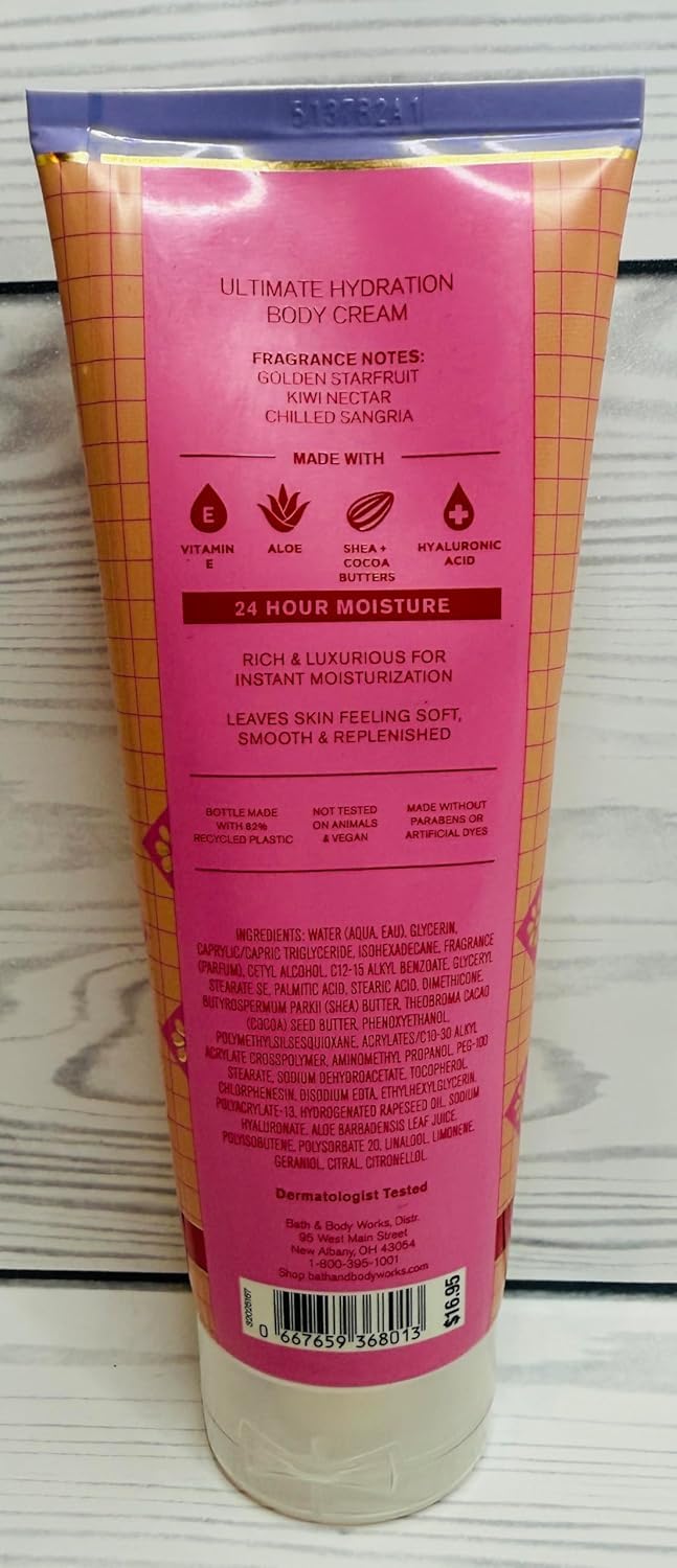 Bath & Body Works Starfruit Sangria Ultimate Hydration Body Cream 8 Ounces Pack of 2