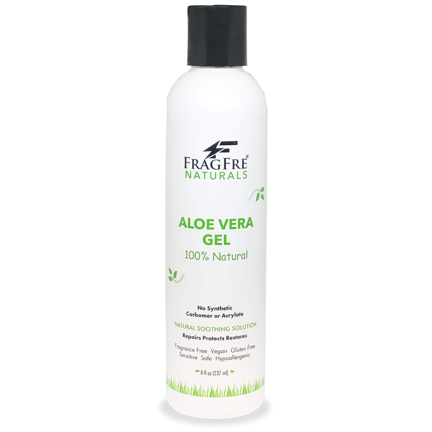 FRAGFRE All-Natural Aloe Vera Gel 8 oz - No Synthetic Carbomer or Acrylate - 100% Natural Aloe Vera Soothing Gel - After Sun Exposure Skin Care