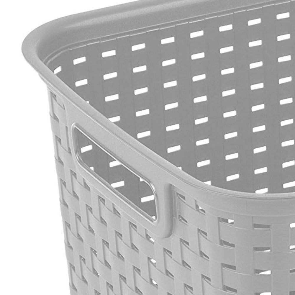 Sterilite Tall Plastic Weave Storage Basket, Bin Organization for Countertops, Classroom, Tabletops & Book Shelves for Crafts, Jewelry, Gray, 1-Pack