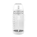 Takeya Tritan 64 oz Motivational Water Bottle with Straw Lid - Durable, BPA-Free - With Time Marker - Leakproof & Non-Slip Bumper - Cloud White