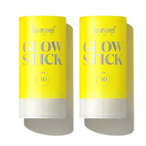Supergoop! Glow Stick - 0.7 oz, Pack of 2 - SPF 50 PA++++ Dry Oil Sunscreen Stick for Face & Body - Hydrates for a Healthy Glow - Mess Free, Travel