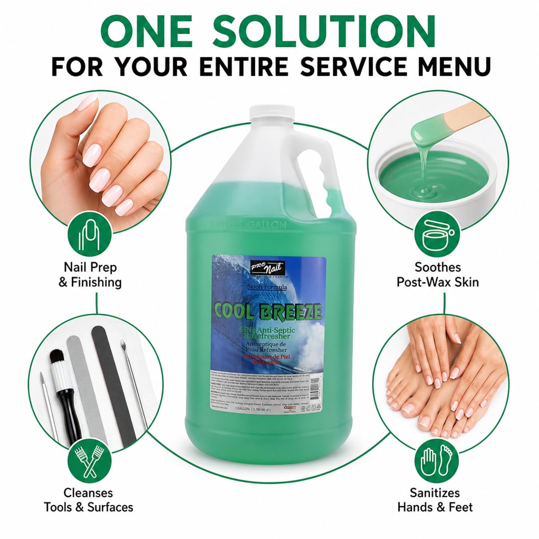 PRONAIL 4-in-1 Multi-Purpose Nail Salon Cleanser - Nail Prep Dehydrator, Gel Finishing Wipe & Post-Wax Skin Cleanser | Cruelty-Free, Paraben-Free