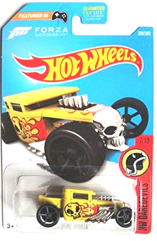 Hot Wheels DAREDEVILS 7/10, Forza Yellow Bone Shaker 306/365 5 Open Spoke