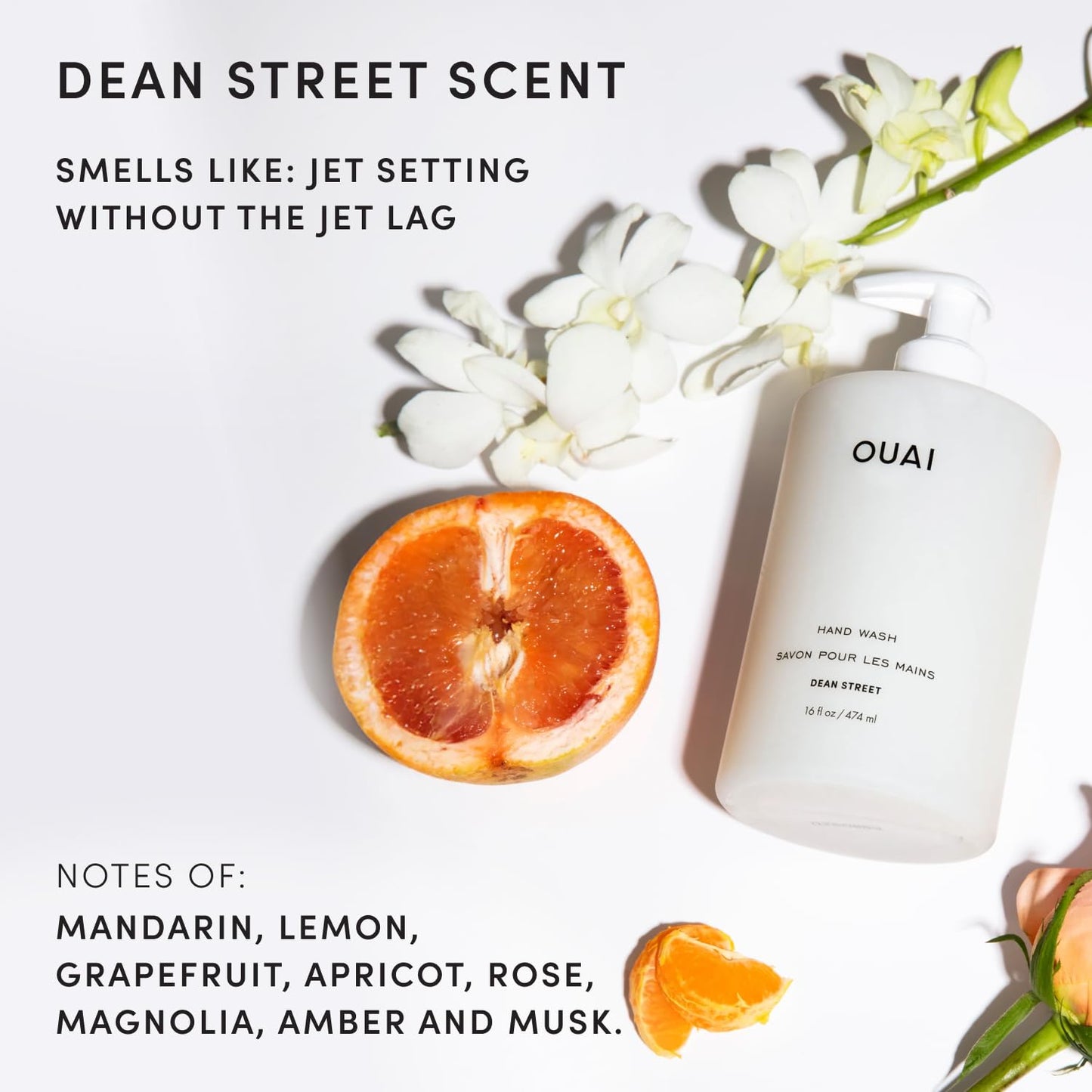 OUAI Hand Wash, Dean Street - Liquid Hand Soap with Jojoba, Avocado, & Rose Hip Oil for Replenished Skin - Gentle Exfoliating Kitchen & Bathroom Soap Beauty and Personal Care OUAI