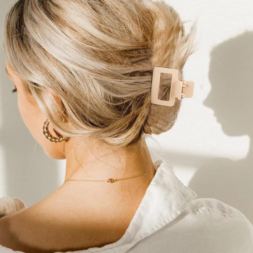 ATODEN Hair Accessories for Women: 5Pcs Square Matte Claws, Thin Hair Clips, Cute Banana Jaw Clamps for Hair Styling