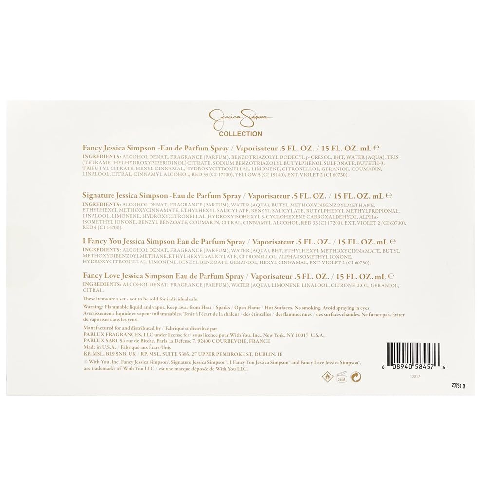 Jessica Simpson Collection 4-Piece Gift Set for Women - Mini Eau de Parfum Travel Spray - 0.5 Ounce