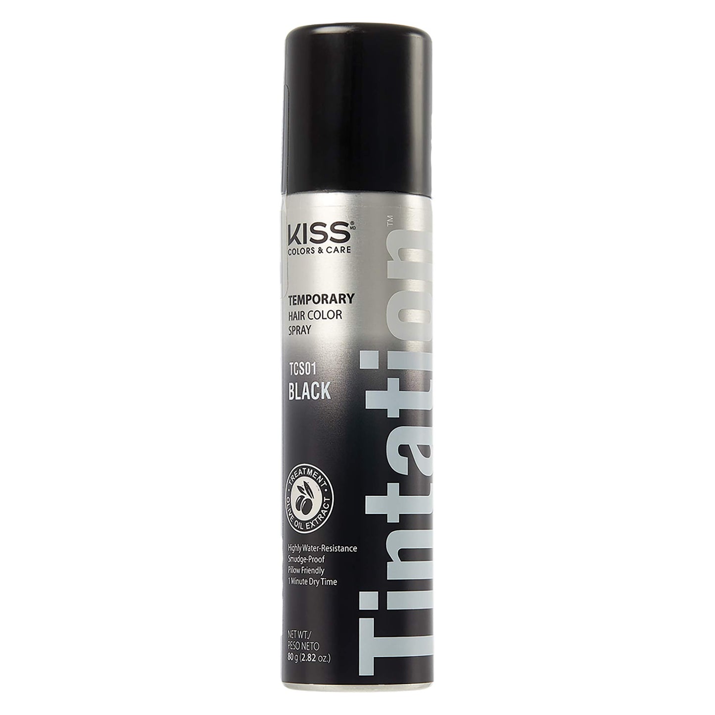 KISS Tintation Root Cover Up Gray Concealer Spray & Mascara Water-Resistant Smudge-Proof Easy Temporary Hair Color Change (Black)