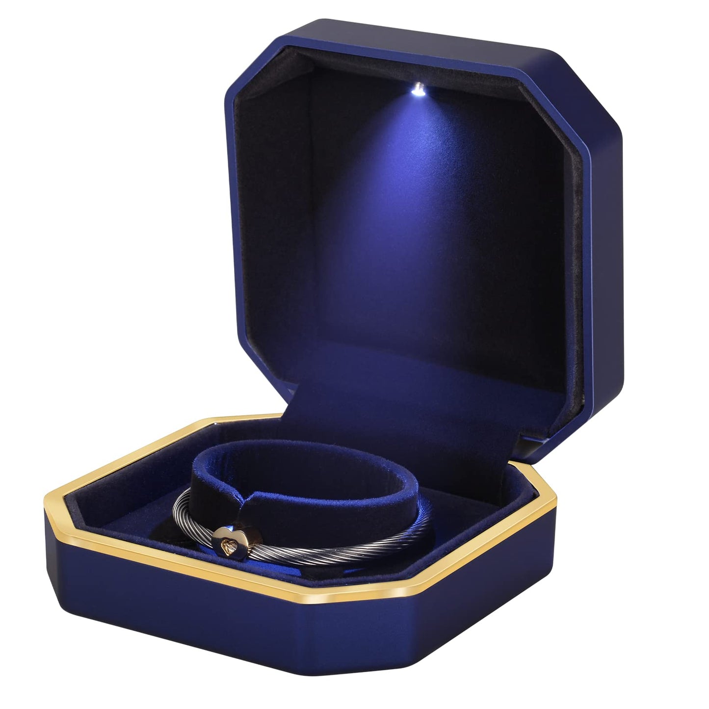 Joy.Box Luxury Bracelet Box, Velvet Jewelry Bangle Box Storage Case Organizer Holder with LED light for Jewelry Display Proposal Engagement Wedding…