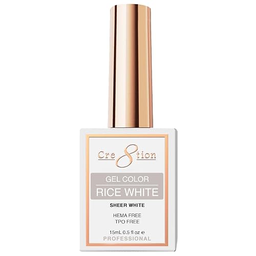Cre8tion Rice White Soak Off Gel Polish, Sheer Milky White with Neutral Undertone for Minimalist Sets & Soft French, UV LED Cure, HEMA Free, TPO Free Beauty & Personal Care Cre8tion