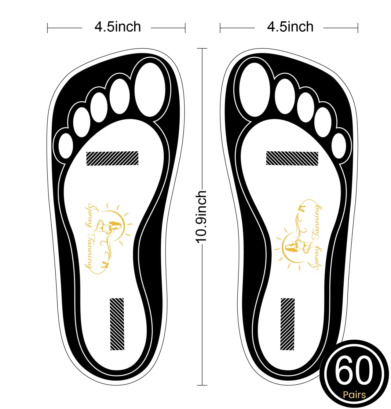 60Pairs(120Feets) Disposable Stick Spray Tanning Feet Pads Perfect for preventing spray tan solution,Deluxe & Hygienic Spray Tan Feet Pads-Ideal