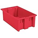Akro-Mils 35180 Nest and Stack Plastic Storage Container and Distribution Tote, (18-Inch L x 11-Inch W x 6-Inch H), Red, (6-Pack)