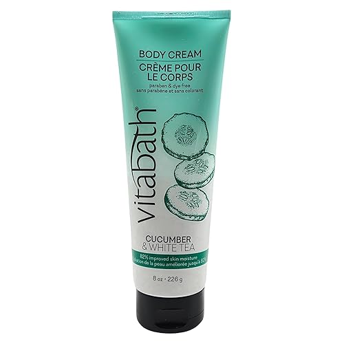 Vitabath Cucumber & White Tea Moisturizing Body Cream - Soothing Hydration Vitamin & Nutrient Skin Care - Replenishing All Over Dry Skin Lotion