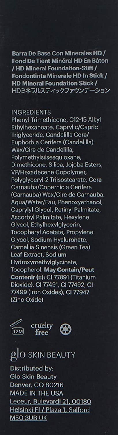 Glo Skin Beauty HD Mineral Foundation Stick - Concealer Makeup Infused with Hyaluronic Acid - Buildable Coverage, Contour & Highlighter (Fawn 5C)