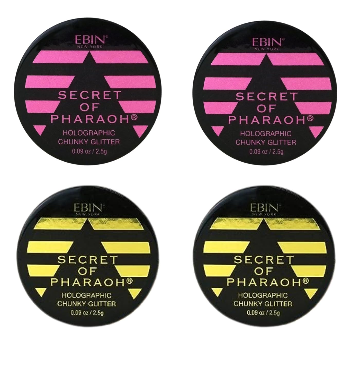 Chunky Glitter - Secret of Pharaoh Holographic Chunky Glitter - Pink Passion and Gold Empire by EBIN NEW YORK Bundle - Shimmering, Iridescent