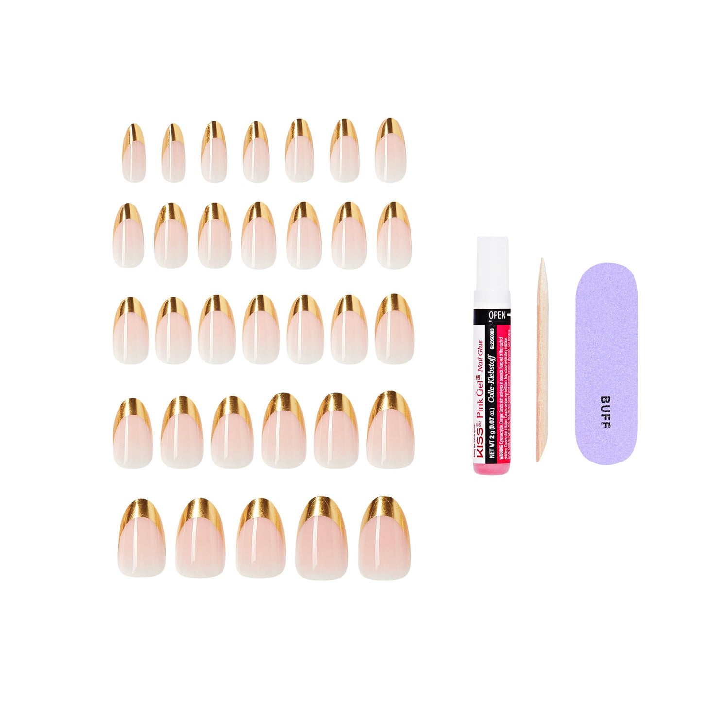 Kiss Core, Press On Nails, Nail glue included, 'Together', Beige, Medium Size, Almond Shape, Includes 32 Nails, 2g Glue, 1 Manicure Stick, 1 Mini File Beauty & Personal Care KISS