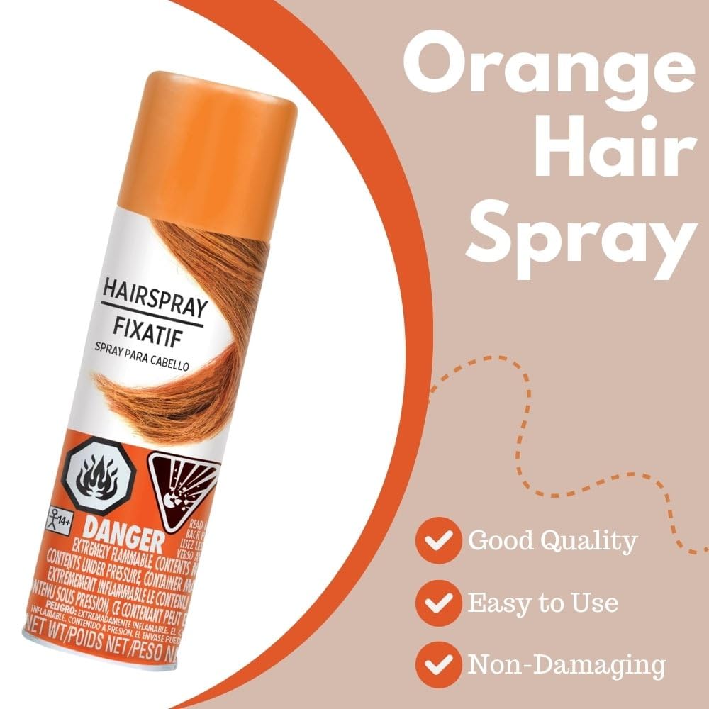 Vibrant Orange Hair Spray Color - 3 oz. (1 Count) - Instantly Transforms Your Look, Ideal for Parties & Cosplay