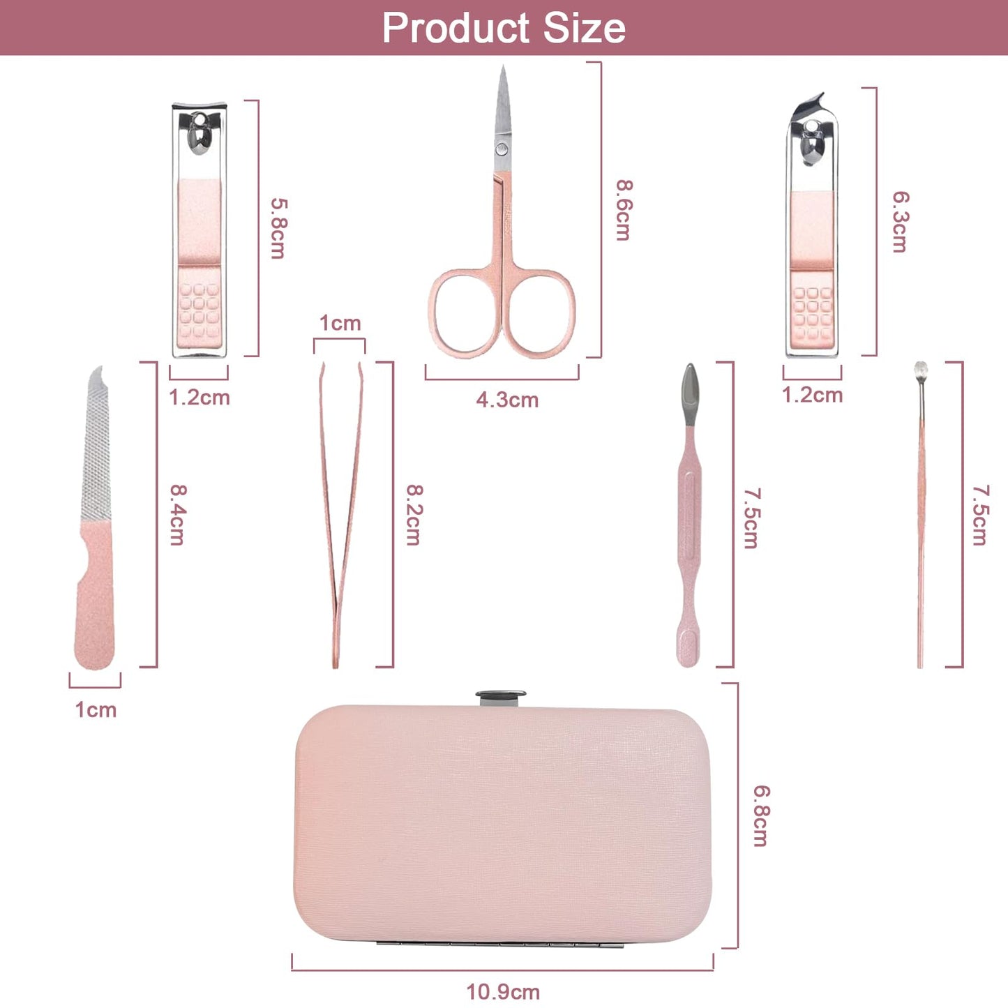 WOXVM Premium Manicure Set, 7 in 1 Professional Nail Clippers Scissors Pedicure Kit, Stainless Steel Cuticle Nail Care Tools with Luxurious Travel Beauty and Personal Care WOXVM