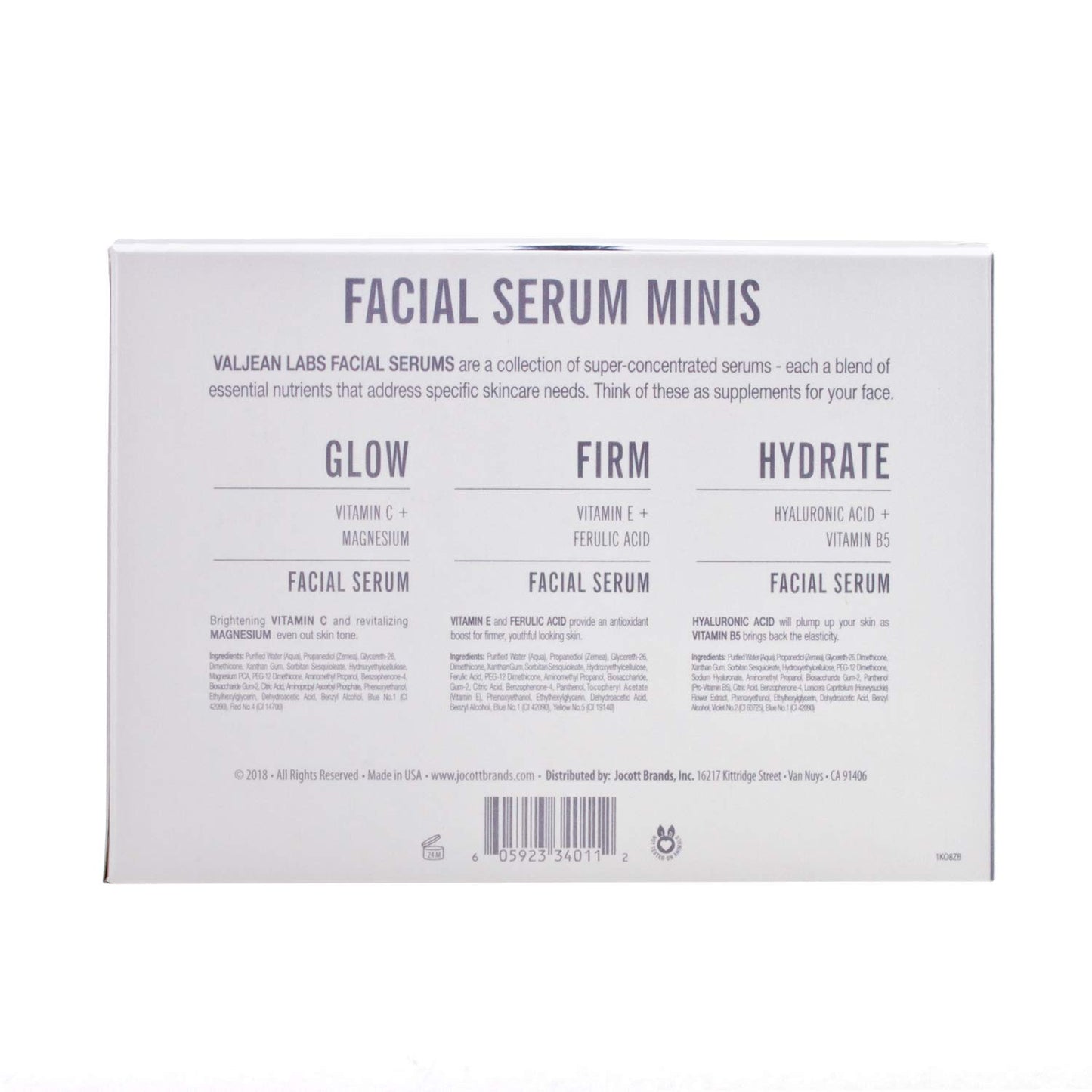 Valjean Labs Facial Serum, Combo Pack of Hydrate, Glow, and Firm | Supercharged, Targeted Skincare Ingredients | Paraben Free, Cruelty Free, Made