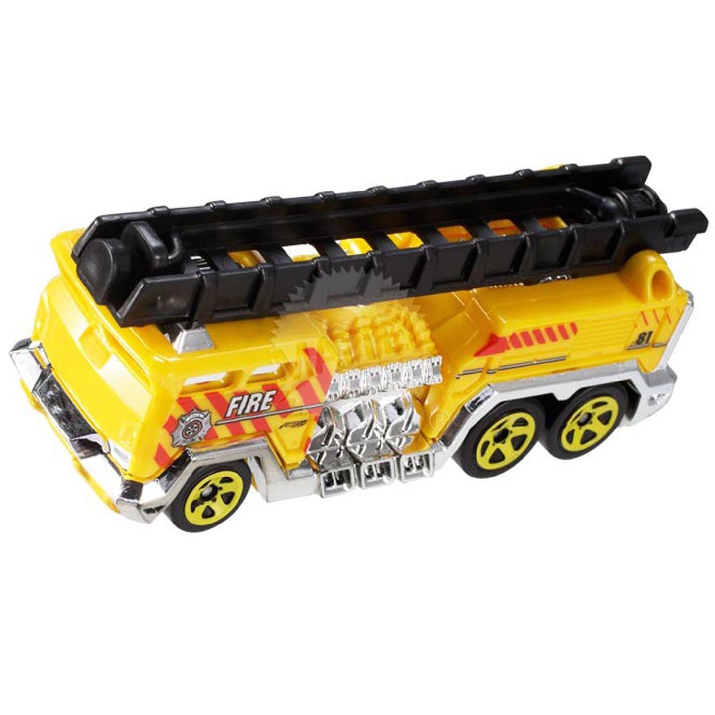 Hot Wheels 2013 5 Alarm Fire Truck Engine with Ladder in Yellow