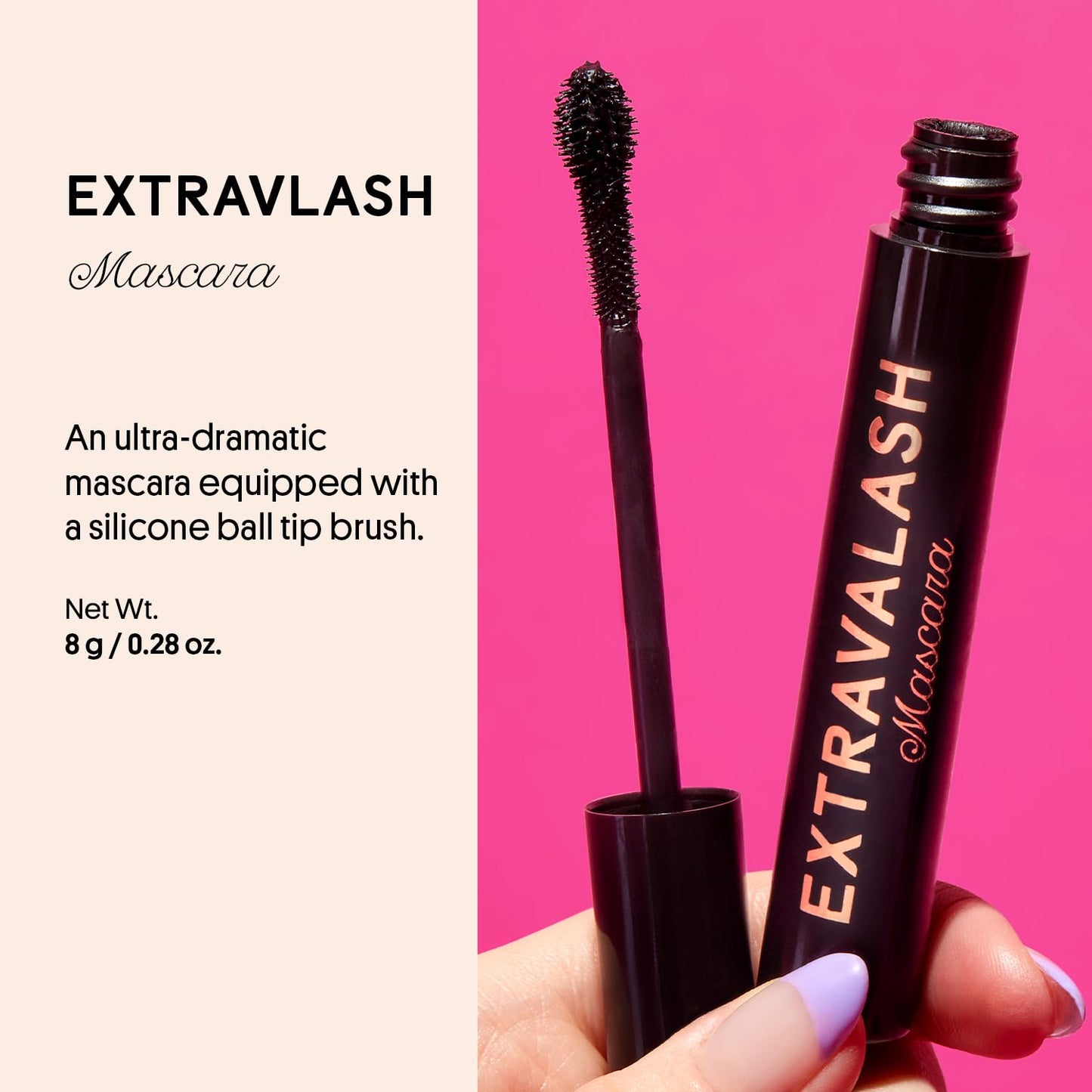 Winky Lux ExtravaLash Mascara - Volumizing, Lengthening, Defining & Curling with Buildable Formula, Intense Pigment, Silicone Ball Tip Brush, Black