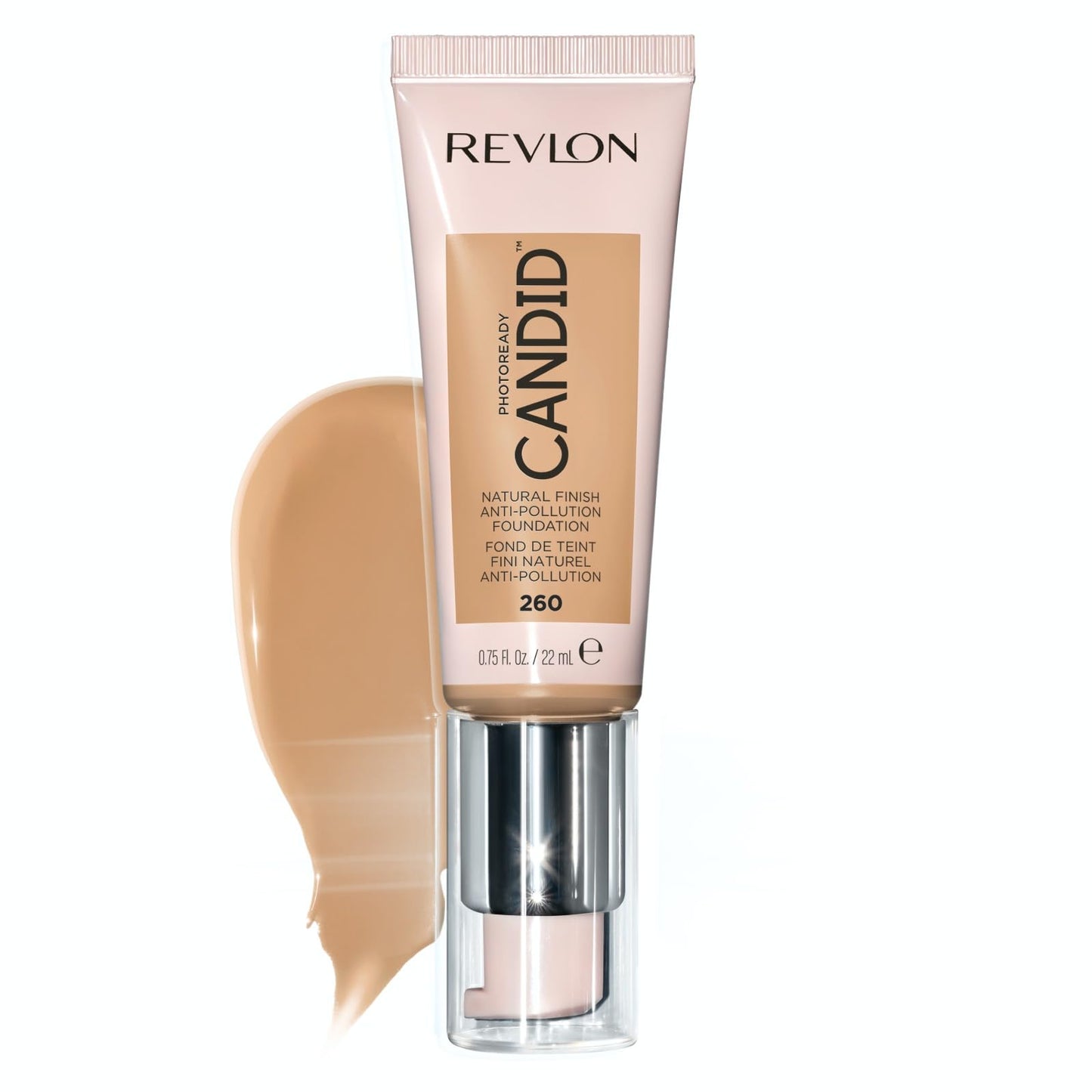Revlon PhotoReady Candid Natural Finish Foundation, with Anti-Pollution, Antioxidant, Anti-Blue Light Ingredients, 260 Chai, 0.75 fl. oz.