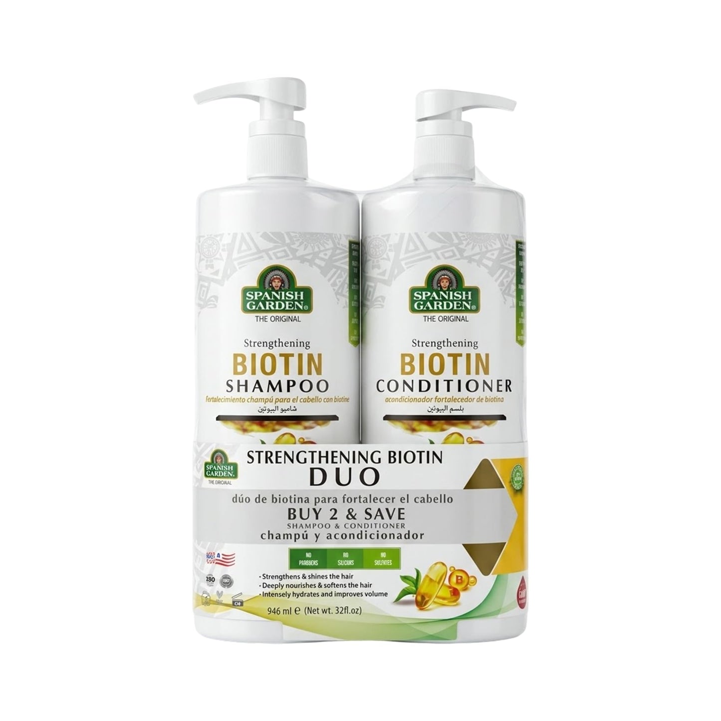 Spanish Garden Biotin Shampoo & Conditioner Set 2 Pound