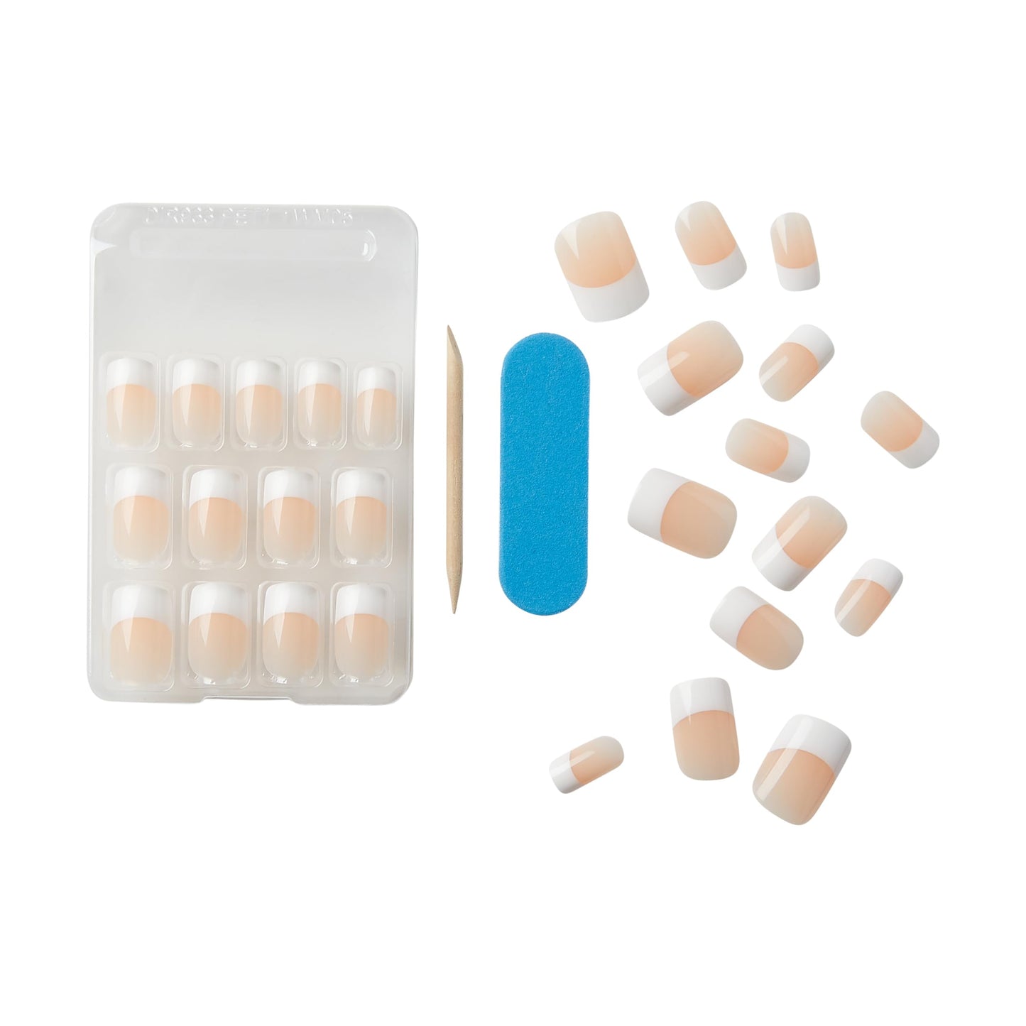 KISS Everlasting, Press-On Nails, Nail glue included, 'Infinite', French, Medium Size, Squoval Shape, Includes 28 Nails, 2g Glue, 1 Manicure Stick, 1