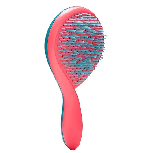 Michel Mercier The Girlie Detangle Brush - Painless Detangling Brush - Easy Grip Hair Brush Design - Thick and Curly Hair - Turquoise-Pink - 1 pc