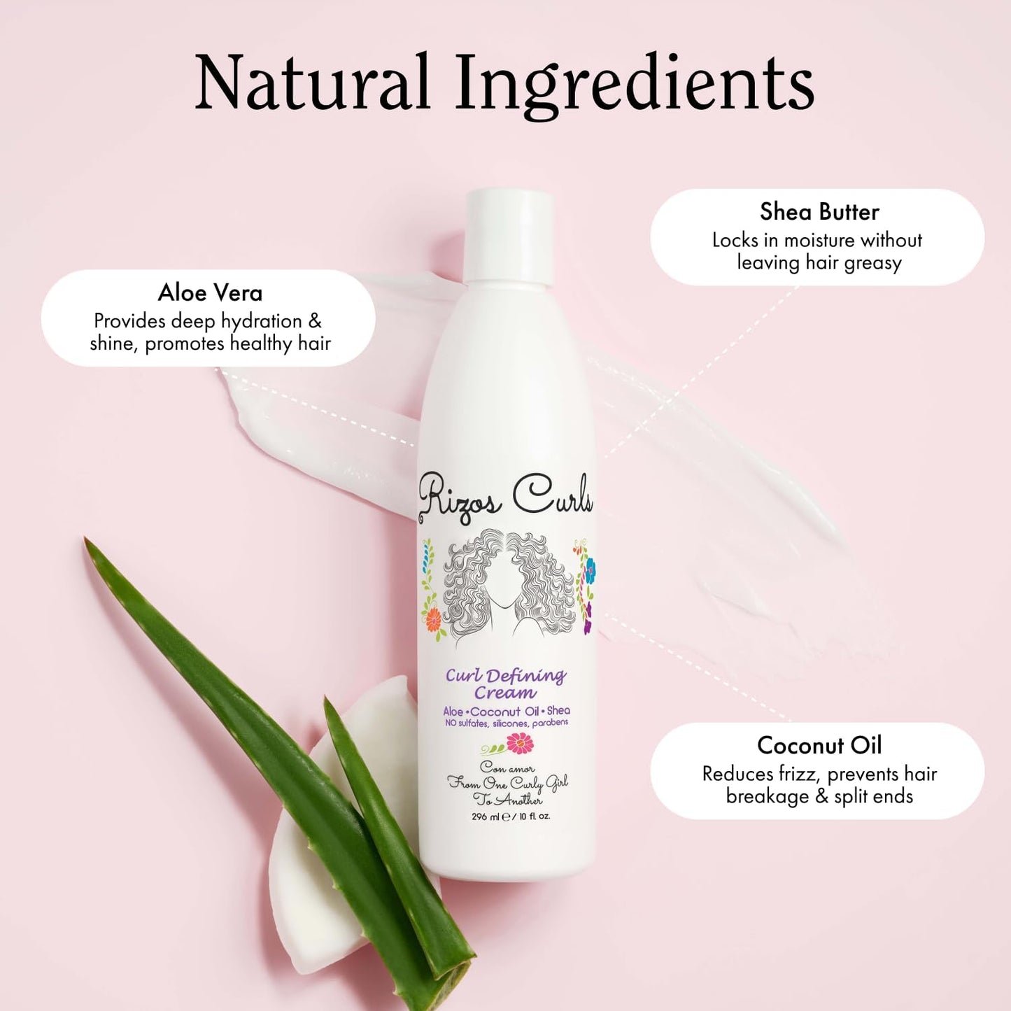 Rizos Curls Curl Defining Cream – Frizz Control, Defines & Moisturizes Wavy, Curly, Coily Hair, Adds Shine, Softens, Sulfate & Paraben-Free