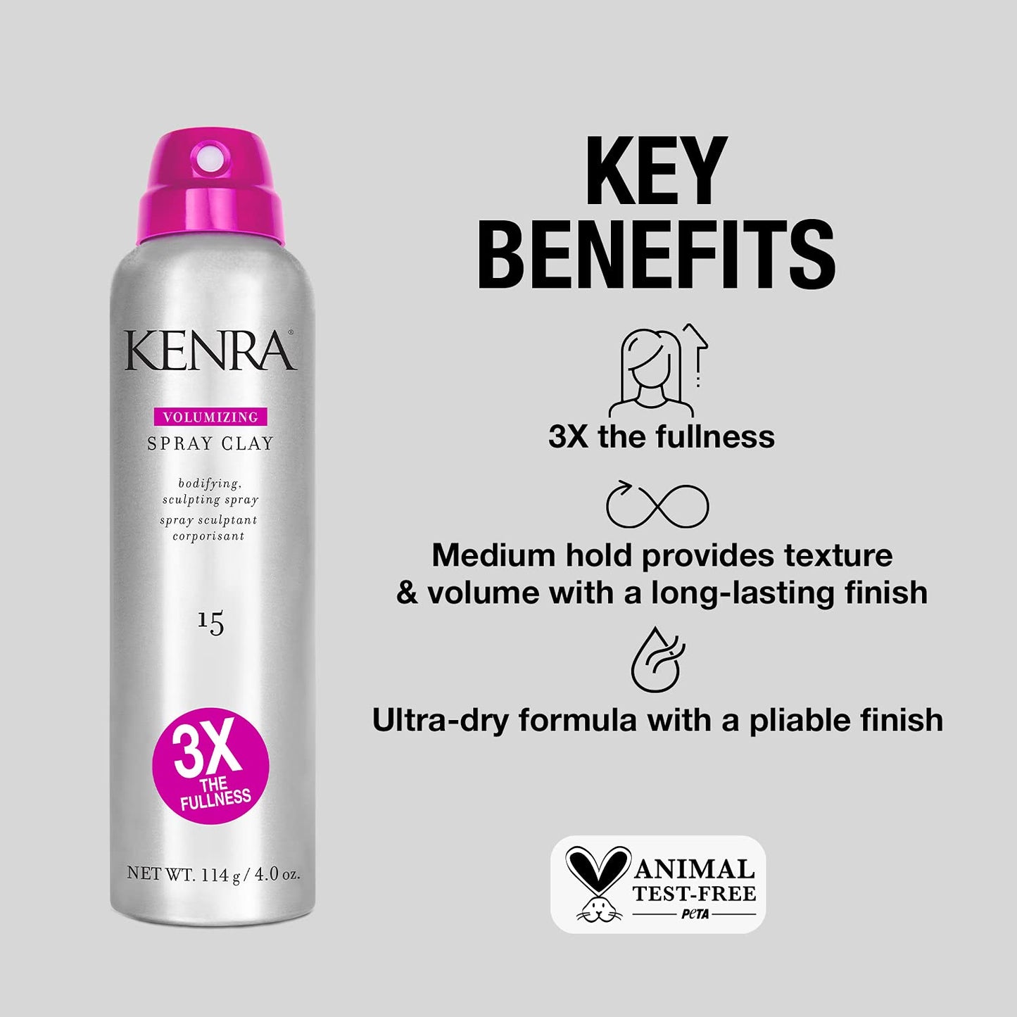 Kenra Professional Volumizing Spray Clay 15 | Bodifying, Fullness Spray | 3X The Fullness | Medium Hold | Provides Texture & Volume With A