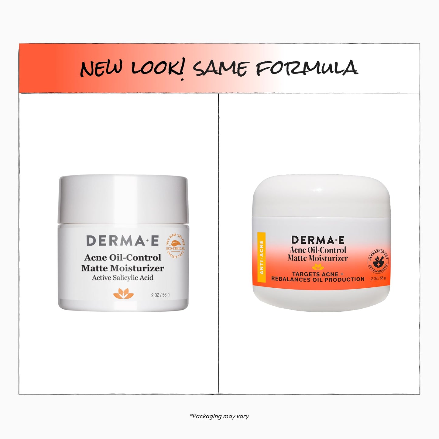 DERMA E Acne Oil Control Face Moisturizer, 2 Oz, Matte Moisturizer with Salicylic Acid, Tea Tree Oil & Aloe Vera, Face Cream Rebalances Sebum