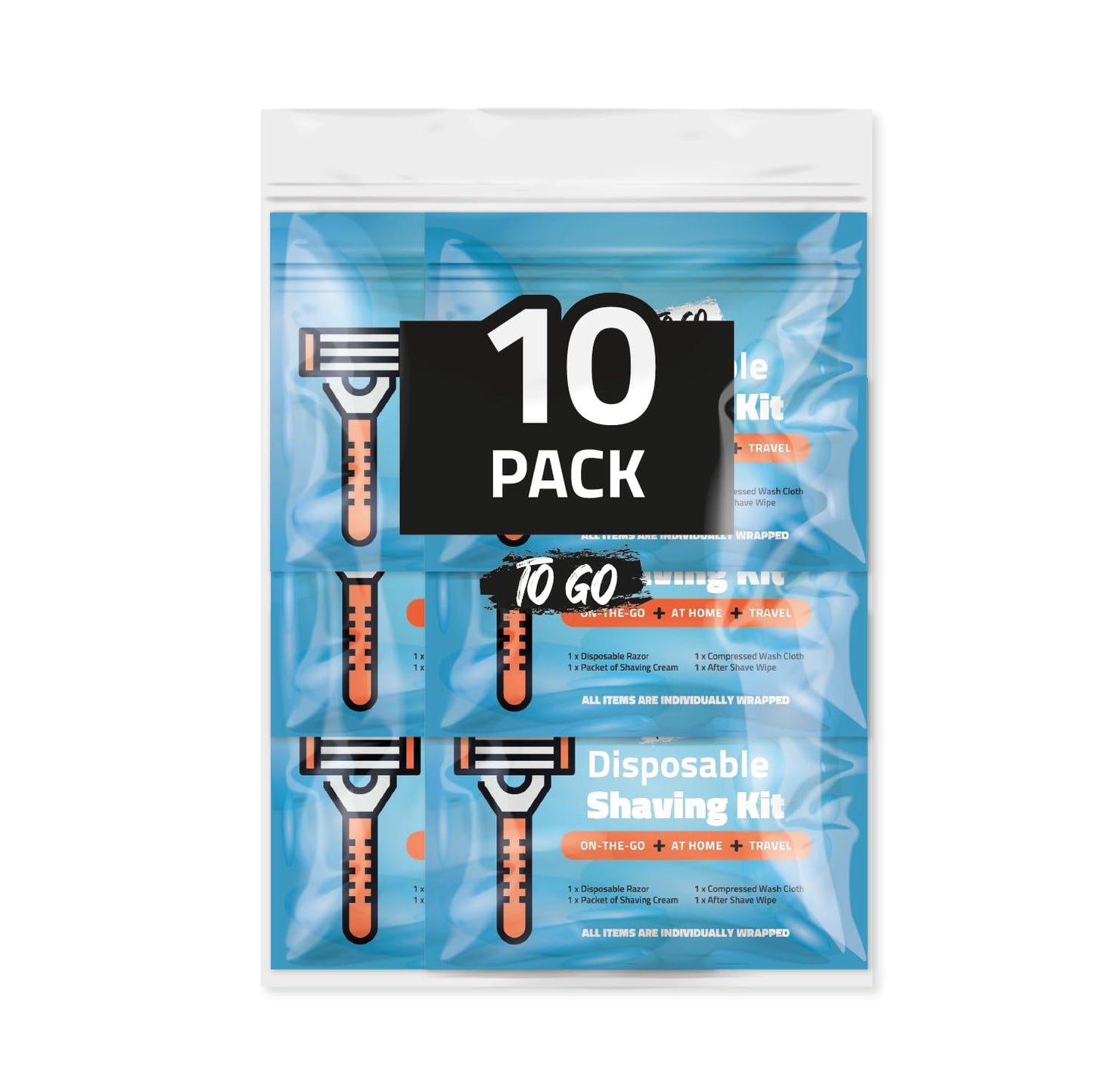 Shaving Kit with Razor, Shaving Cream, Washcloth & Aftershave Wipe - Men’s Travel Shave Set for Hotels, Shelters & Outreach - Disposable Grooming Pack Beauty and Personal Care pH Advantage