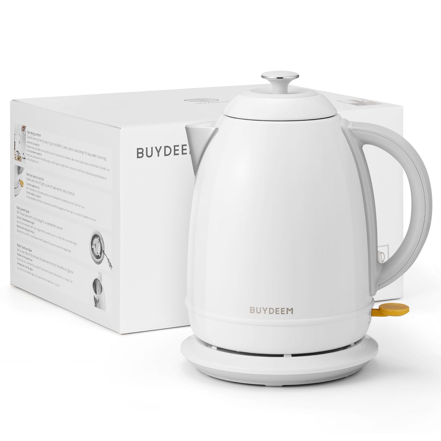 BUYDEEM K640 Stainless Steel Electric Tea Kettle with Auto Shut-Off and Boil Dry Protection, 1.7 Liter Cordless Hot Water Boiler with Swivel Base…
